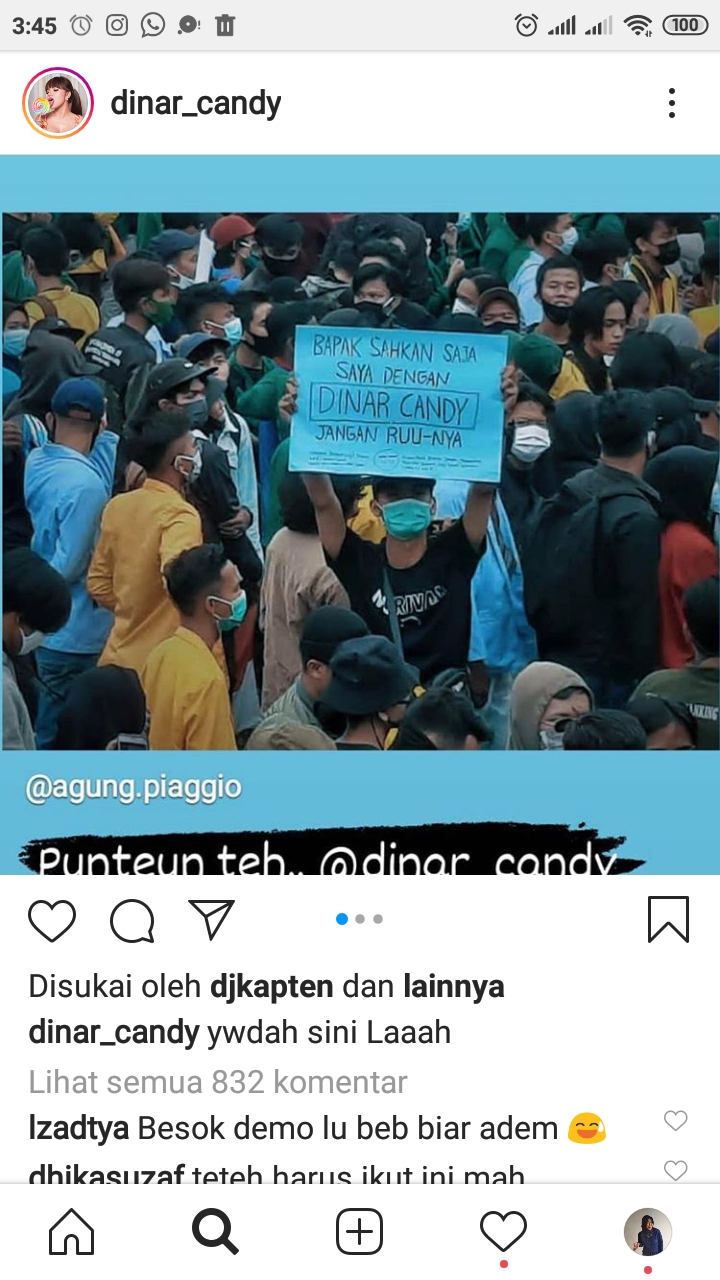 Aksi Tolak UU Ciptaker, Pendemo Malah Singgung Dinar Candy