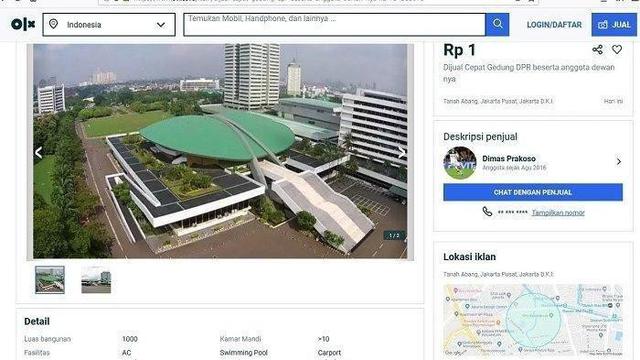 Viral, Gedung DPR Dijual Murah Rp2.500 Saja