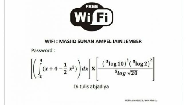 Viral, Password WiFi di Masjid Ini Pakai Soal Matematika, Bisa?