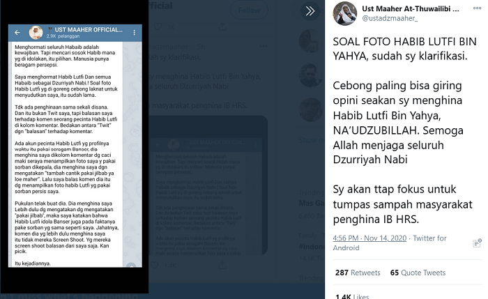 Disebut Hina Habib Luthfi, Begini Klarifikasi Ust Maaher