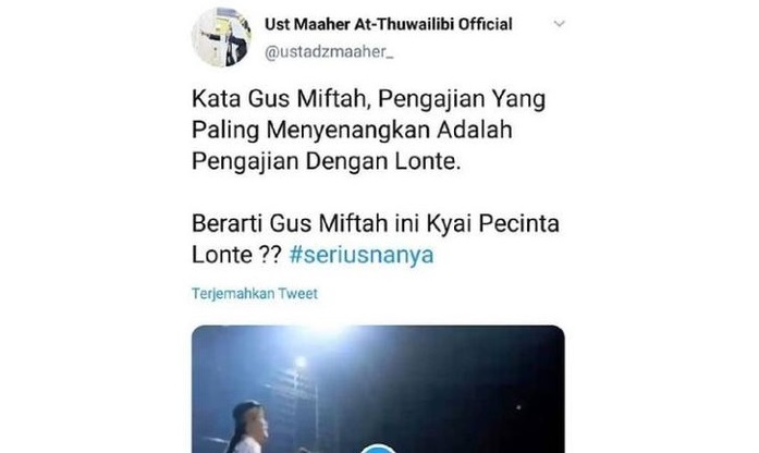 Ust Maaher Singgung Gus Miftah Soal Pengajian Lonte