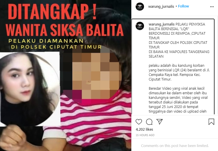 Rendam Balita di Ember Lalu Upload ke IG, Ibu Ini Ditangkap Polisi