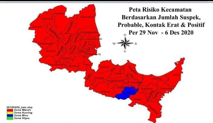 Semua Kecamatan di Kabupaten Cirebon Zona Merah, Hanya Karangwareng Biru