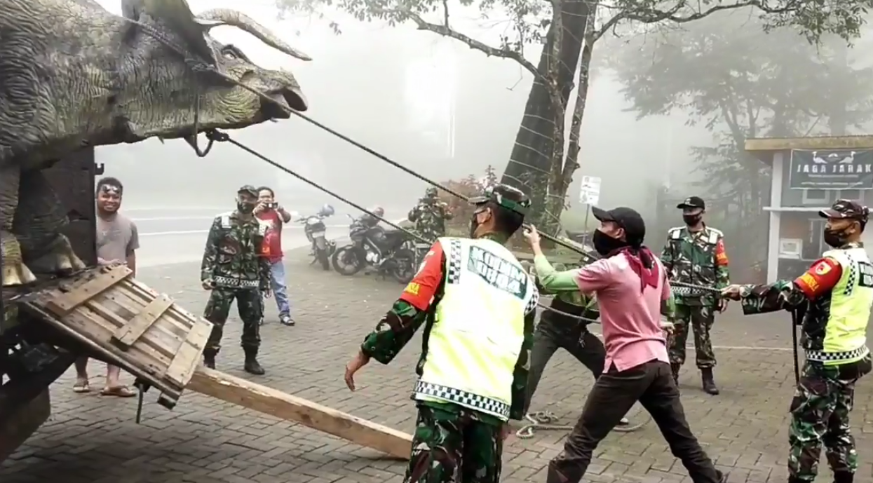 Viral Video Anggota TNI Tangkap Hewan Mirip Dinosaurus