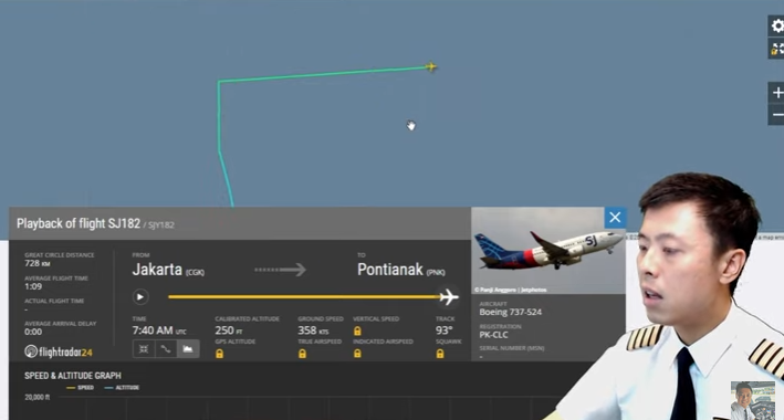 Captain Vincent Analisa Data Flight Radar 24 Terkait Pesawat Sriwijaya Air, Begini Pemaparannya
