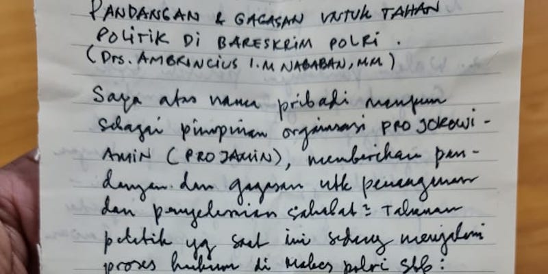 Ambroncius Nababan Menulis Surat dari Sel Tahanan, Isinya Menyejukkan