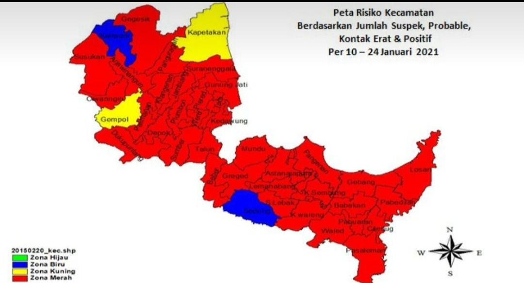 36 Kecamatan di Kabupaten Cirebon Berstatus Zona Merah, Pasien Covid Terbanyak dari Kedawung