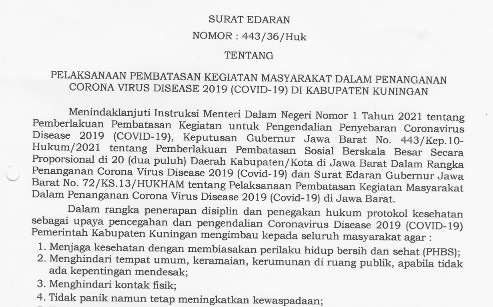 Berlakukan PPKM, Pemkab Kuningan Tutup Objek Wisata Mulai 11 Januari, Restoran Buka sampai Jam 8 Malam