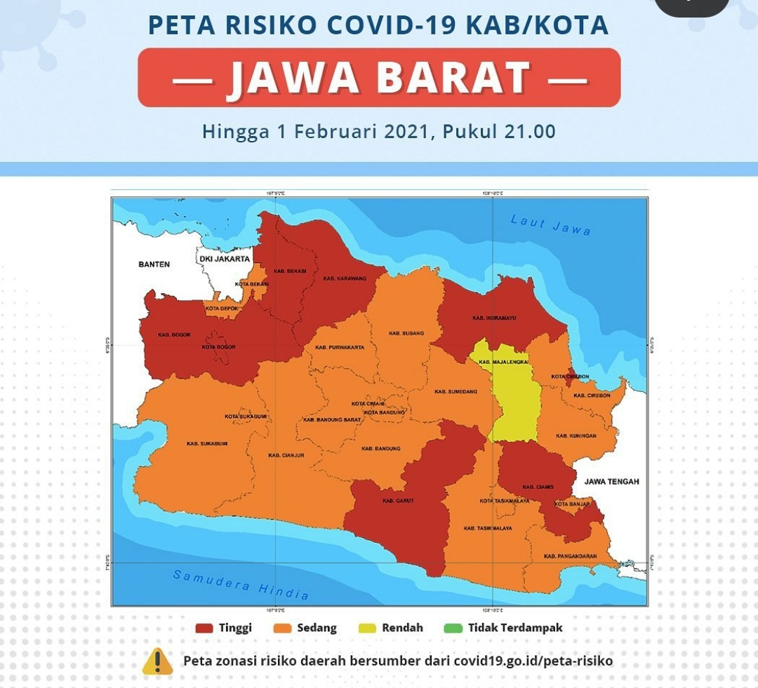 Kota Cirebon dan Indramayu Masuk Zona Merah Corona Jabar, Tinggal 1 Zona Kuning, Ini Daftarnya