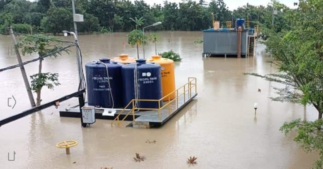 Instalasi Pengelolaan Air PDAM Tirta Darma Ayu Terendam Banjir