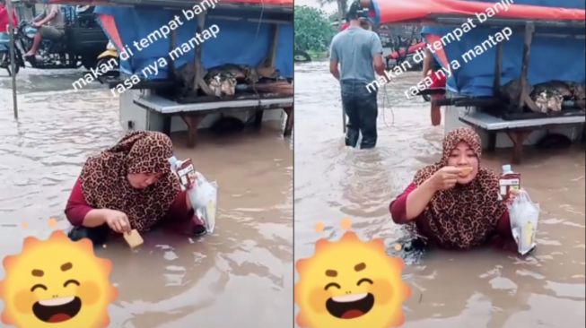 Demi Viral, Emak-emak Lakukan Aksi Jorok Ini di Tengah Banjir