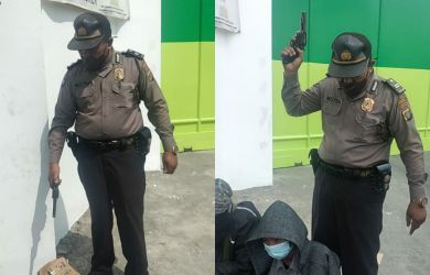 Duh! Oknum Polisi Koboi Acungkan Senjata ke Buruh