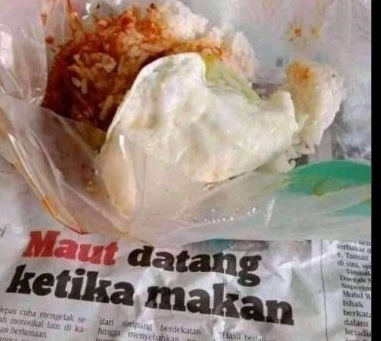 Maut Datang Ketika Makan, Tulisan Ini Bikin Selera Langsung Drop