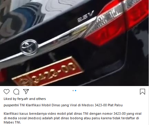 Ngaku Istri Jenderal Pamer Camry Dinas, Begini Klarifikasi Puspen TNI