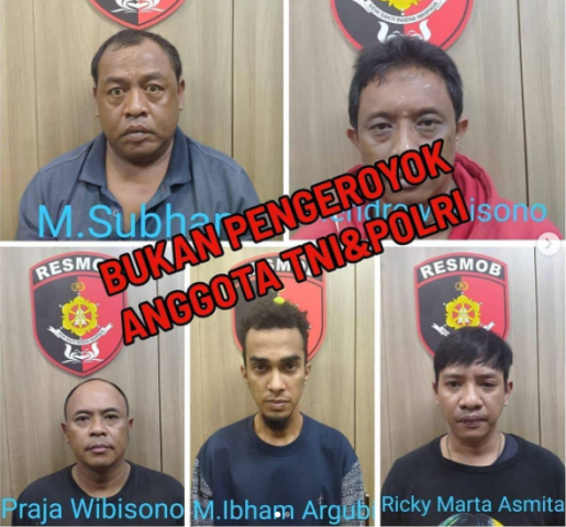 5 Pria Ditangkap Polisi, Disangka Pengeroyok Polisi dan TNI, Eh…Ternyata