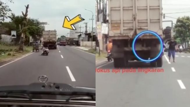 Aksi Heroik Emak-emak Selamatkan Truk dari Kebakaran