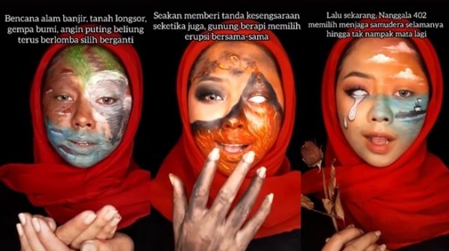 Wanita Lukis Wajah Deretan Bencana Indonesia, Sriwijaya Air hingga KRI Nanggala