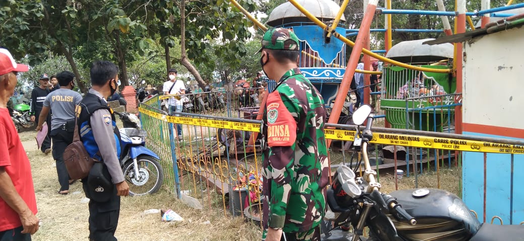 Satgas Covid-19 Kecamatan Jatibarang Tutup Wahana Bermain di Taman Banjar
