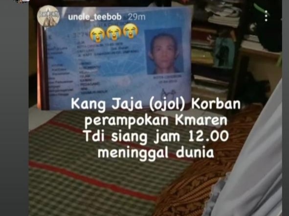 Ojol Asal Samadikun Dikabarkan Meninggal di Bandung, Jadi Korban Begal