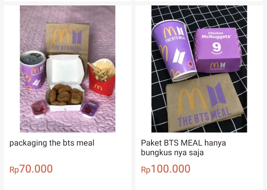 Nggak Kebagian BTS Meal? Ada yang Jual Bungkus Bekasnya