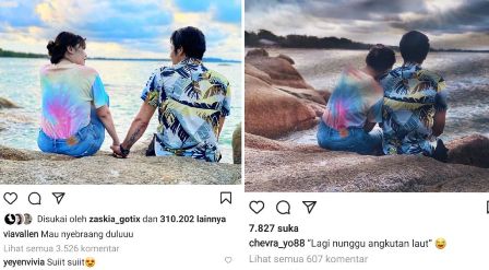 Via Vallen dan Vokalis Papinka Band Kompak Pamer Foto Mesra saat Liburan