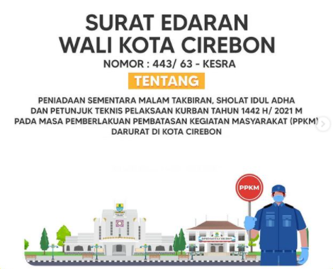 Malam Tabkiran-Shalat Idul Adha di Rumah, Simak Isi Surat Edaran Walikota Cirebon