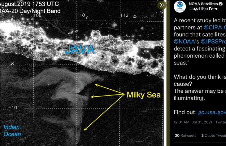 Fenomena Laut Selatan Jawa Bercahaya Terekam Satelit Amerika, Disebut Milky Sea, Apa Itu?