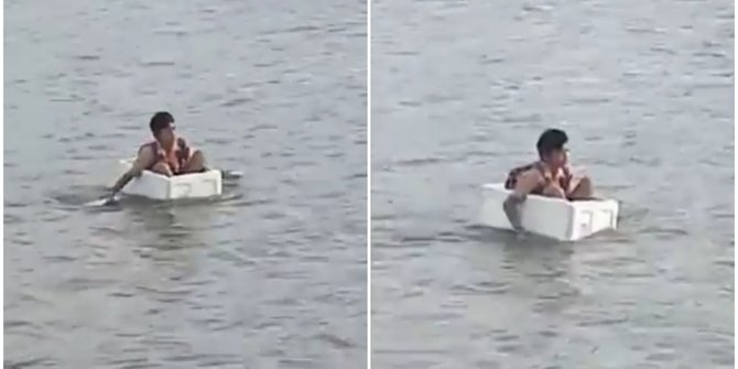 Video Memilukan Siswa SD Menyeberang Sungai Pakai Kotak Styrofoam Demi Sekolah, Begini Faktanya