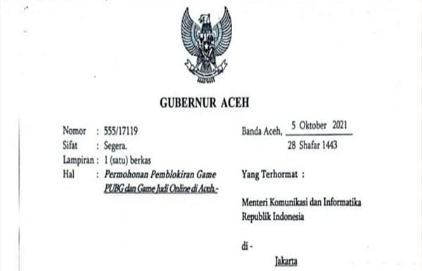 Gubernur Aceh Minta Game PUBG, hingga Judi Online Diblokir, Ini Alasannya