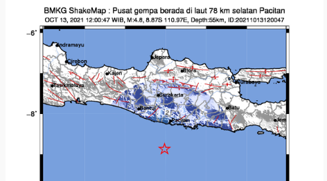 Gempa Hari Ini, Pusat di Laut Pacitan, Terasa hingga Yogyakarta