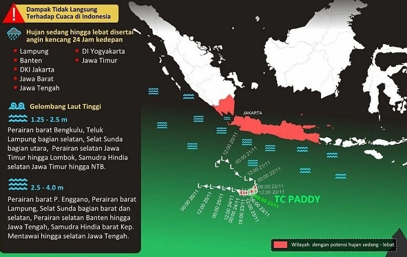 Siklon Paddy di Samudera Hindia Selatan Jateng, 24 Jam ke Depan Waspada Hujan Deras dan Angin Kencang
