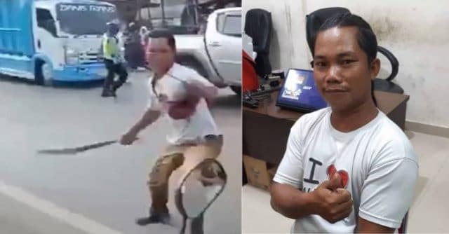 Anak Ditilang, Pria Kejar Polisi Pakai Parang, Akhirnya Begini..