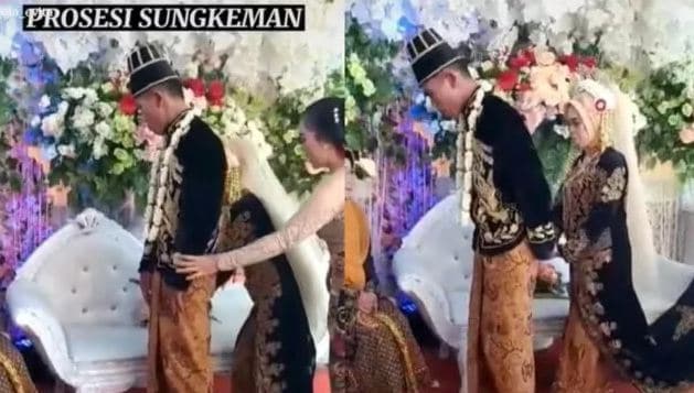 Disorot Warganet: Maklum Baru Pertama Nikah, Terkait Cara Sungkeman Pengantin Pria Ini