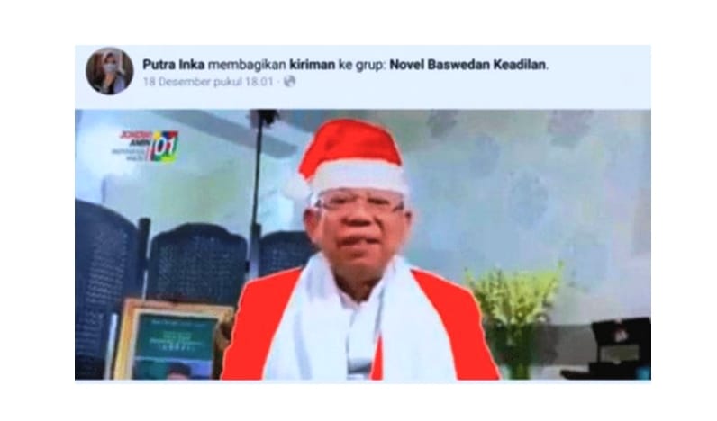 Video Rekayasa Wapres Ma’ruf Amin Pakai Baju Santa Claus Beredar Lagi