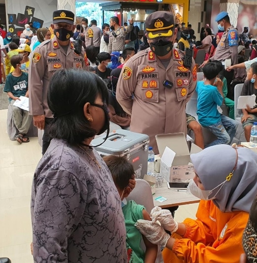 Jelang PTM 100 Persen di Kota Cirebon, Polres Ciko Gencarkan Vaksinasi Anak