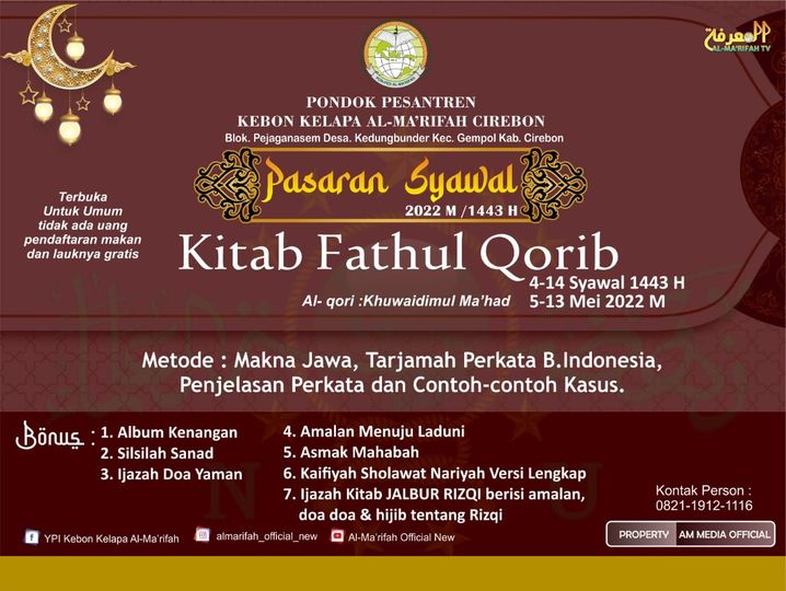 Ponpes Kebon Kelapa Al-Ma’rifah Kembali Gelar Pasaran Syawal 1443H/2022M