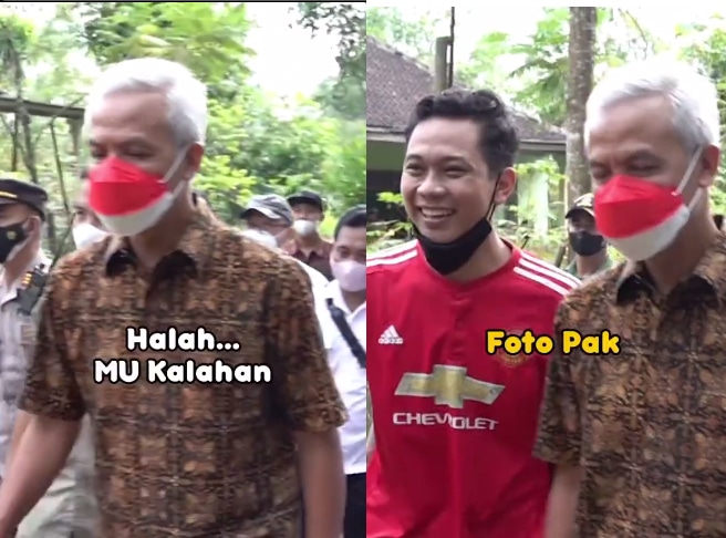 Ganjar Pranowo Diajak Foto Fans Manchester United: Juara Kapan? TV Mu Rusak Apa Gimana?