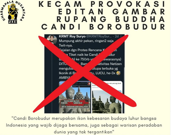 Roy Suryo akan Dilaporkan ke Polisi, Dharmapala Nusantara Kecam Meme Candi Borobudur Jadi Tertawaan