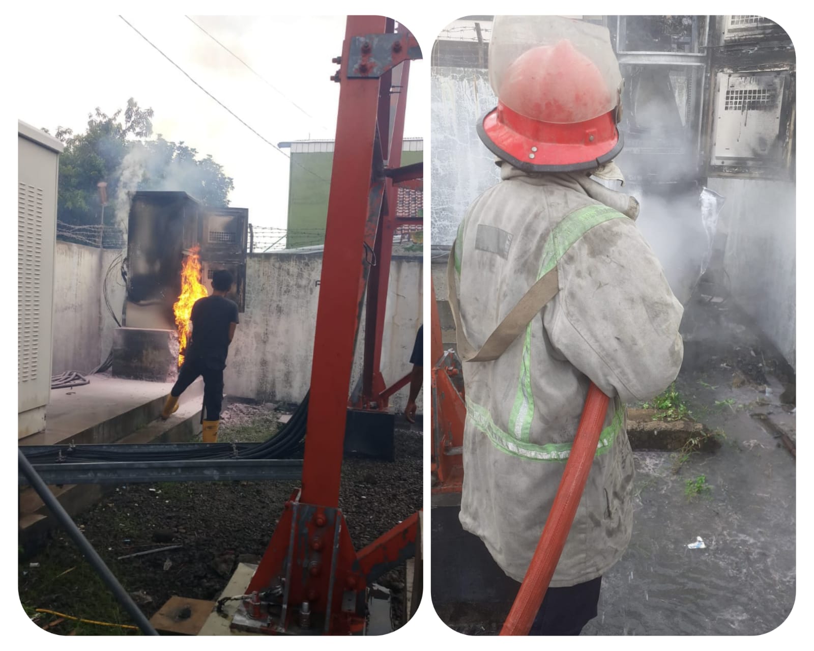 Gardu BTS Provider Telekomunikasi Terbakar, Warga Megu Cilik Cirebon Terkejut