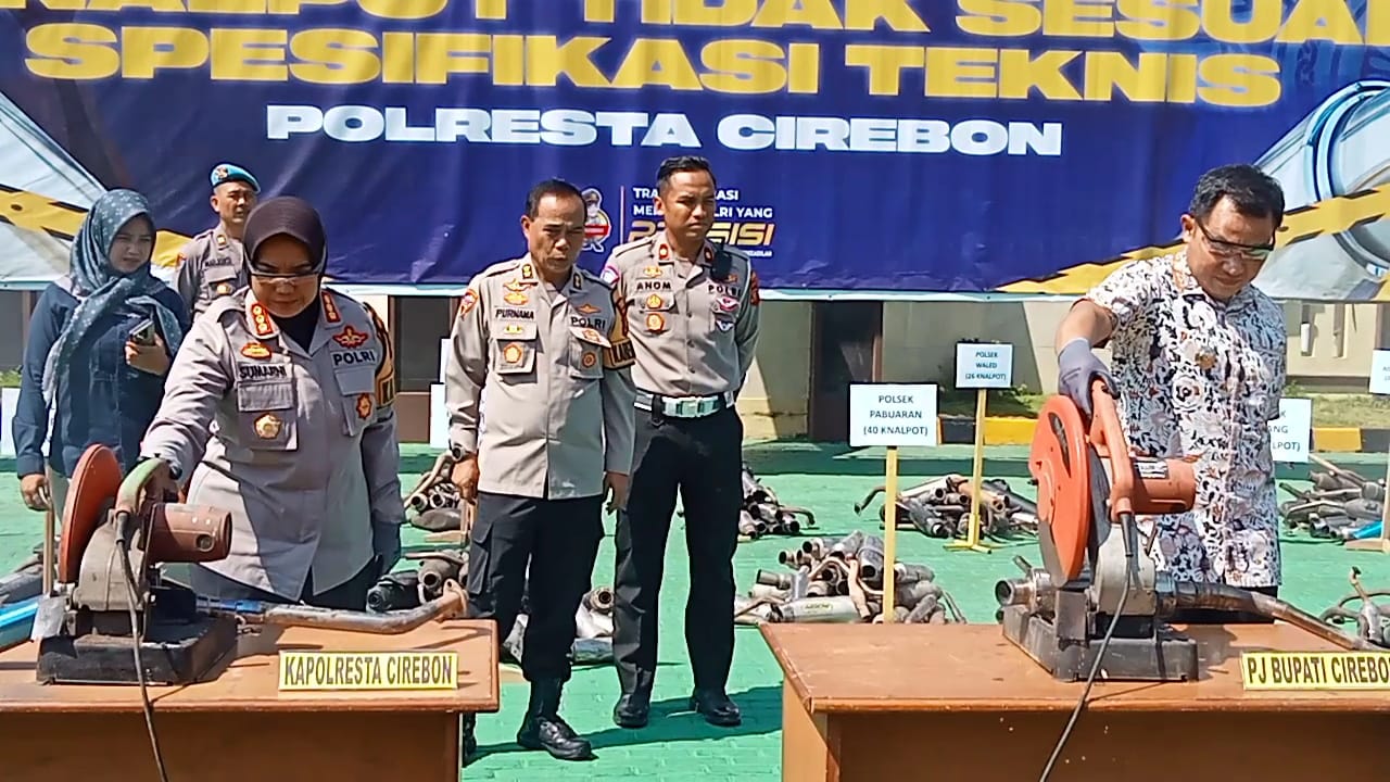 Jaga Ketenangan Kabupaten Cirebon, 1.350 Knalpot Bising Dimusnahkan Polresta Cirebon