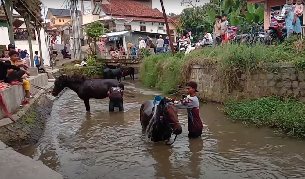 Tradisi Malam Jumat Kliwon di Kuningan, Memandikan Kuda di Sungai Surakatiga