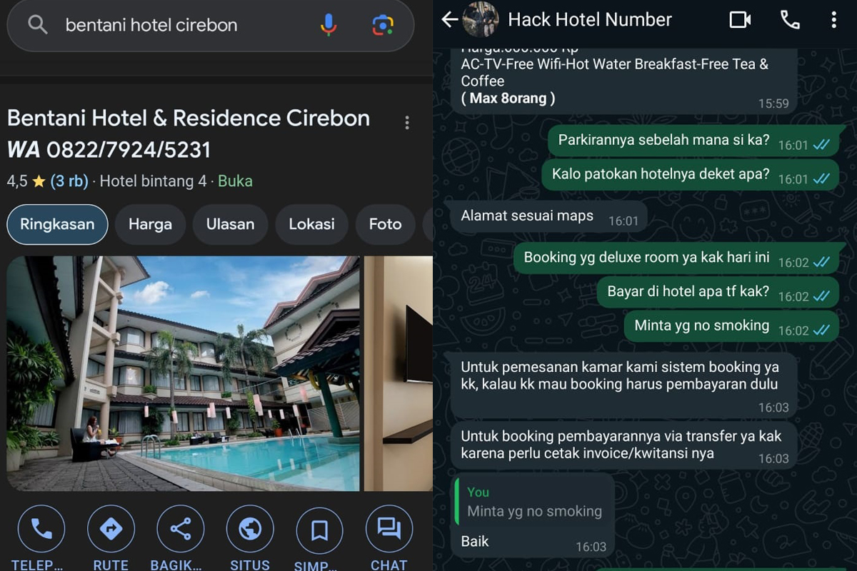 WADUH! Akun Google Bisnis Hotel di Cirebon Diretas, Nomor Telepon hingga Rekening Bank Diganti