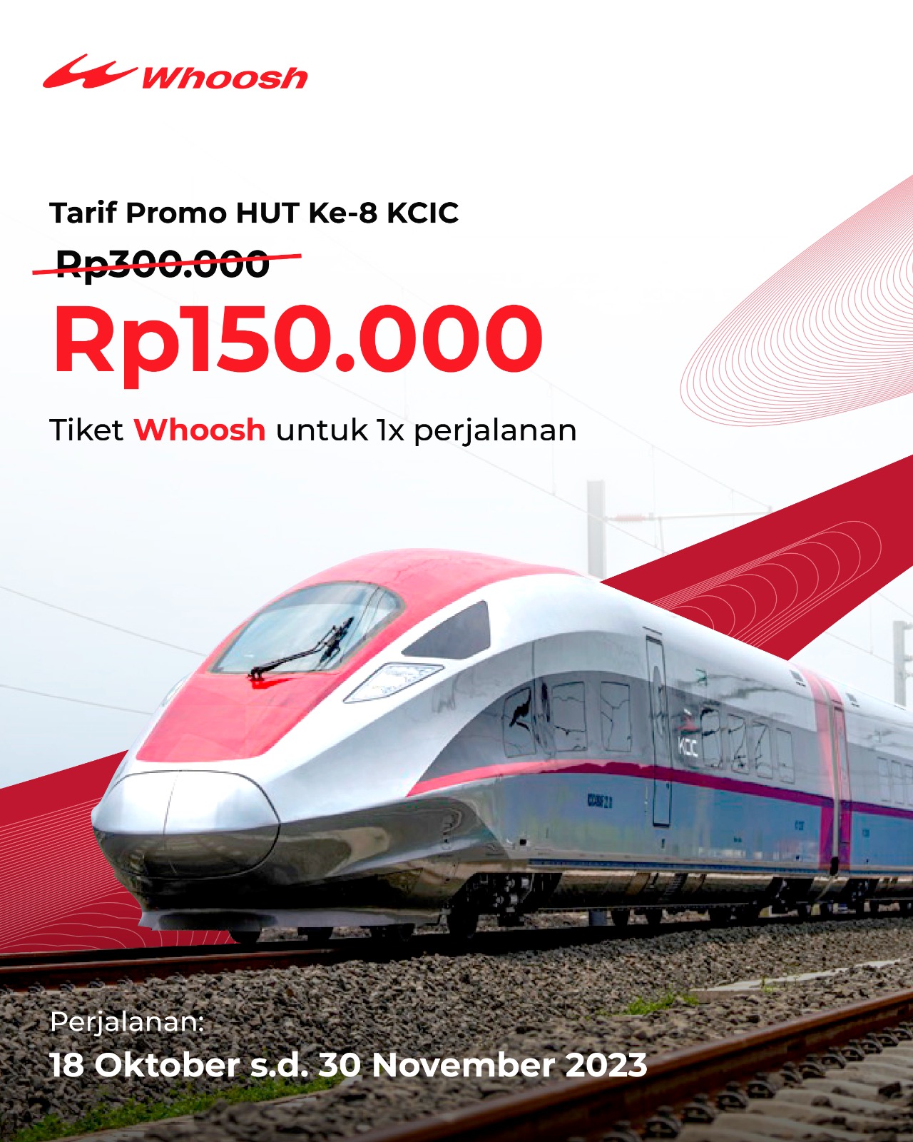 Resmikan Penjualan Tiket Kereta Cepat Whoosh, PT KCIC Berikan Harga Promo untuk Kelas Premium Ekonomi