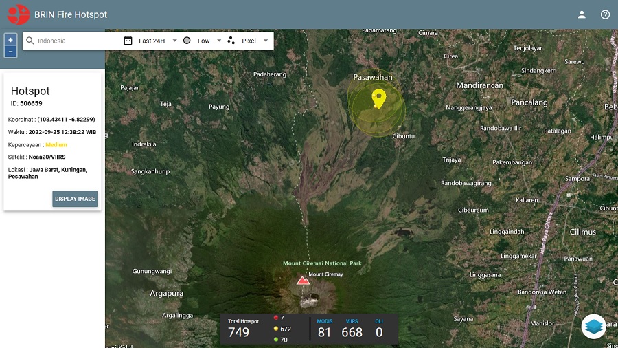Lokasi Kebakaran Hutan Gunung Ciremai Kuningan Jawa Barat, Terdeteksi BRIN Fire Hotspot