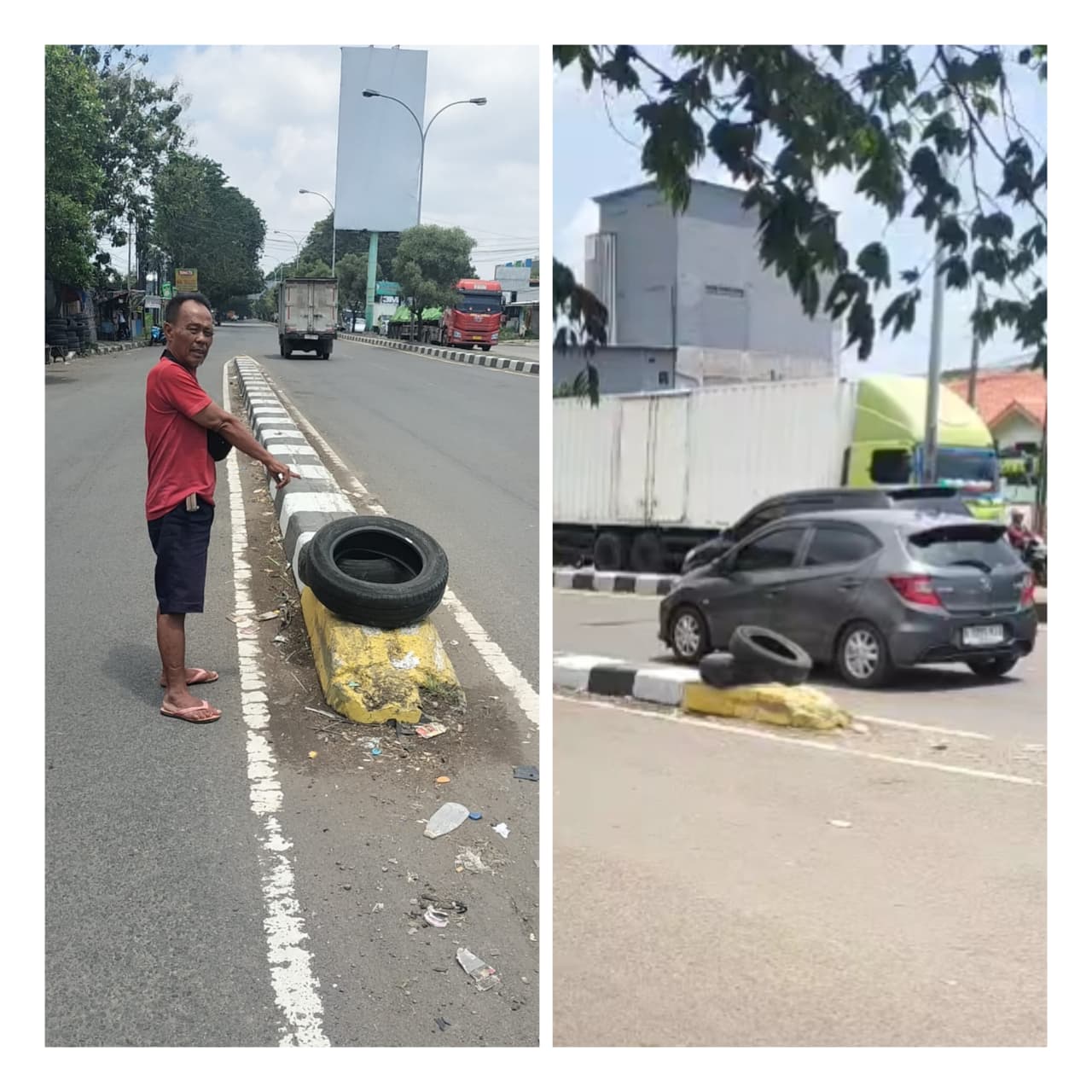 Berbahaya Rawan Laka Lantas, Median Jalan Rajawali Cirebon Dikeluhkan Warga