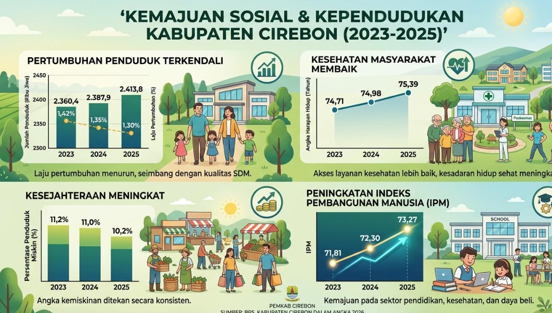 Data BPS 2026: Laju Penduduk Cirebon Turun, Harapan Hidup dan IPM Melonjak