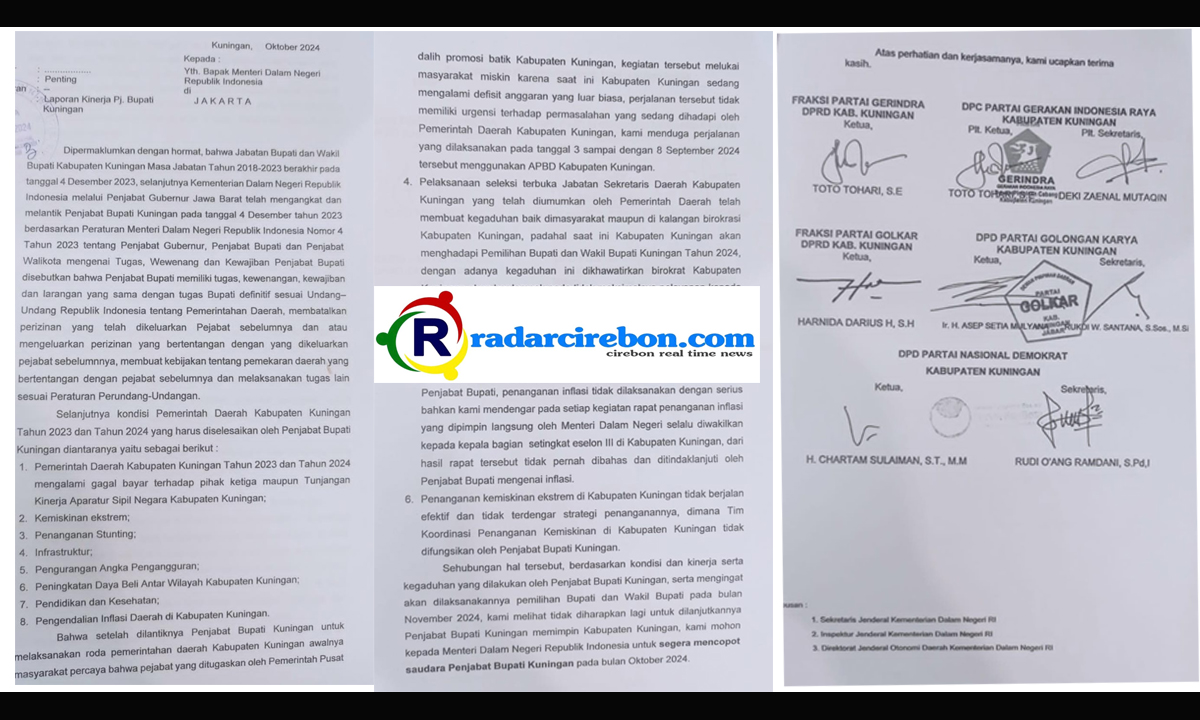 HEBOH! Petinggi Parpol Laporkan Kinerja Pj Bupati Kuningan, Alasan Mendagri Copot Raden Iip?    