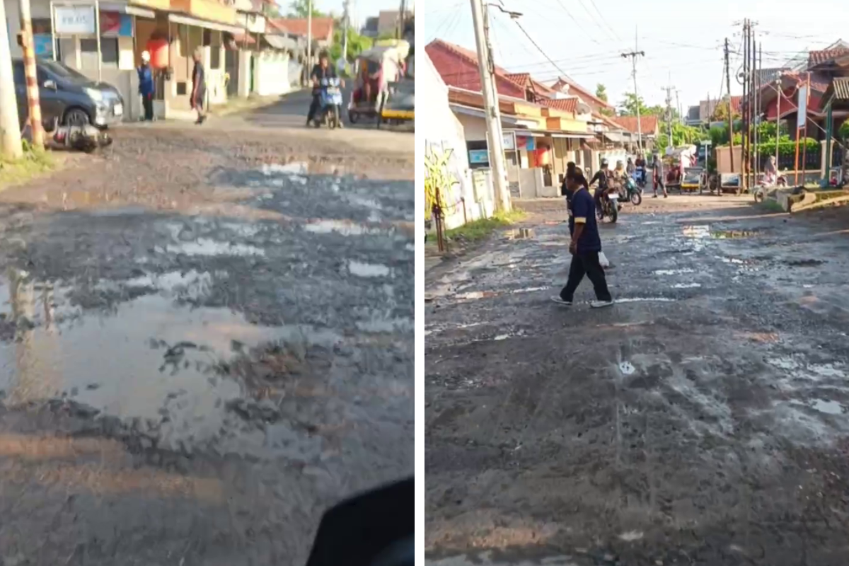 Hati-hati! Jalan Rusak di Komplek Bima Cirebon Mulai Makan Korban