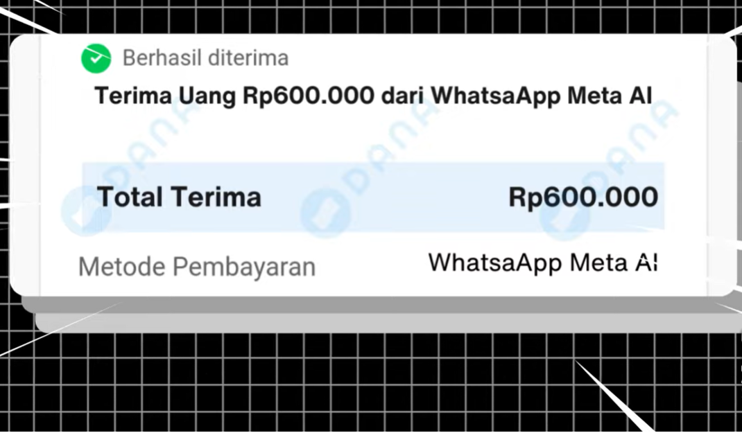 Modal Rebahan Bisa Cuan Rp600 Ribu Per Hari, Cara Dapat Saldo DANA Gratis dari Meta AI WhatsApp