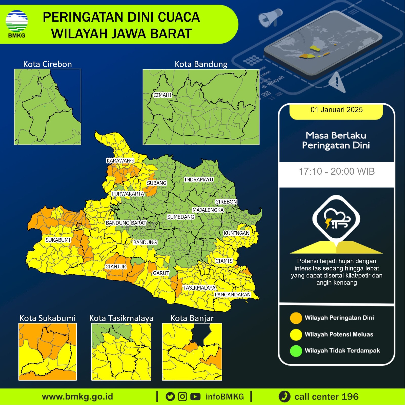 UPDATE Peringatan Dini Cuaca Jawa Barat, Masih Berpotensi Hujan Lebat